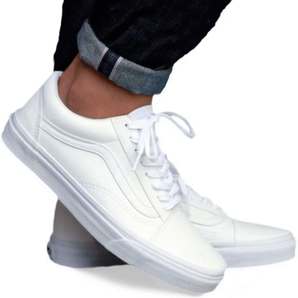Tenis Vans Old Skool Originales Blanco Piel sintética