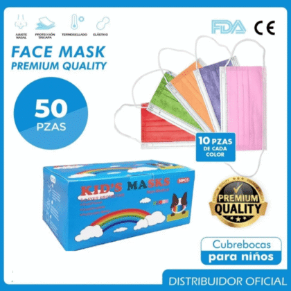 Cubrebocas tricapa infantil 50 piezas