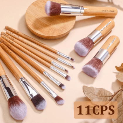 Brochas De Maquillaje Bambú Ecológicas con 11 piezas