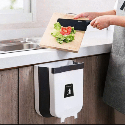 Cesto De Basura Blanco Plegable Bote Colgable Para Cocina