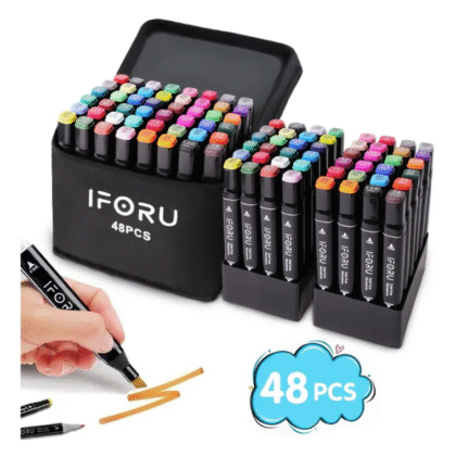 Marcadores Doble Punta Plumones Punta Pincel Iforu 48 Colors