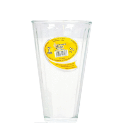 Veladora 30 horas, vaso limonero de vidrio