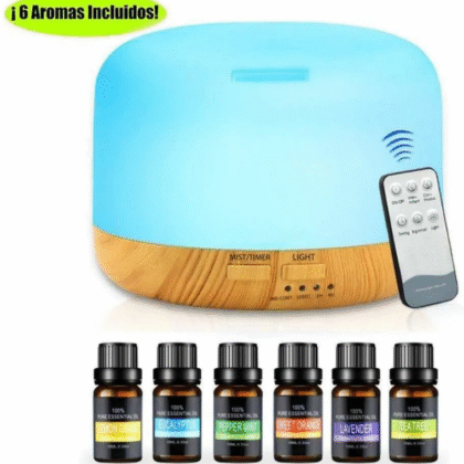 Difusor De Aromaterapia Humidificador C/ 6 Aceite Esenciales