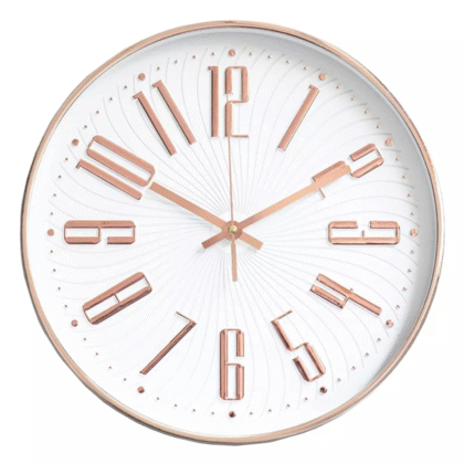 Reloj de pared moderno blanco-dorado 30cm