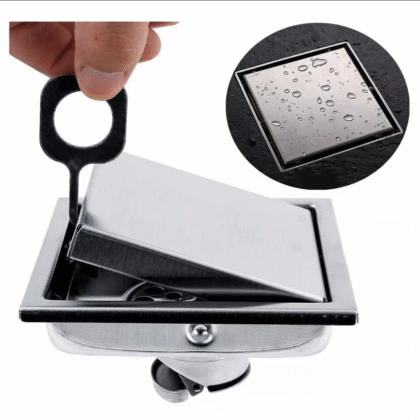 Coladera desagüe de piso invisible moderno de acero inoxidable 11x11 cm