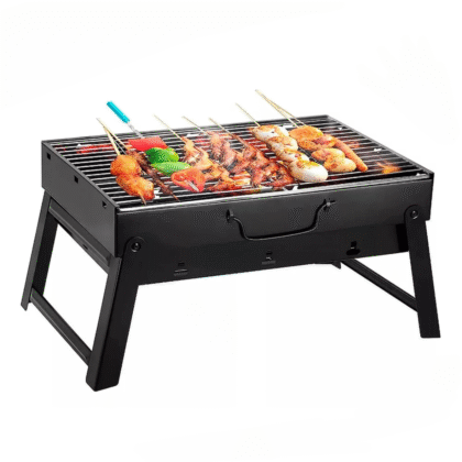 Mini parrilla a carbon plegable portátil 35x24 cm de acero inoxidable