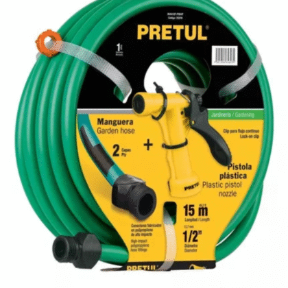 Manguera de 15 metros + pistola de riego Pretul color verde