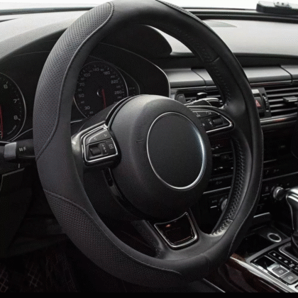 Funda de imitación cuero y microfibra antideslizante para volante carro auto