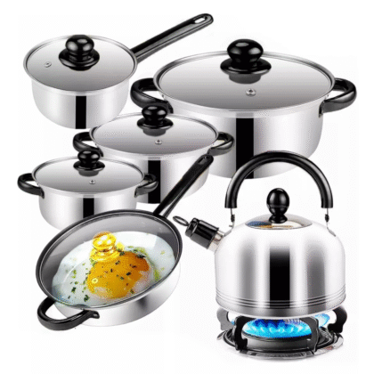 Juego de ollas para cocinar 12 piezas acero inoxidable