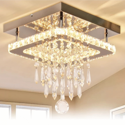 Lámpara de sobreponer decorativa de lujo les cristal cuadrada 3 tonos