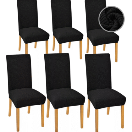 6 Fundas protectores cubresillas de tela elástica color negro