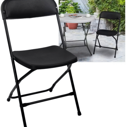 1 silla plegable de plástico reforzada estructura de acero color negra