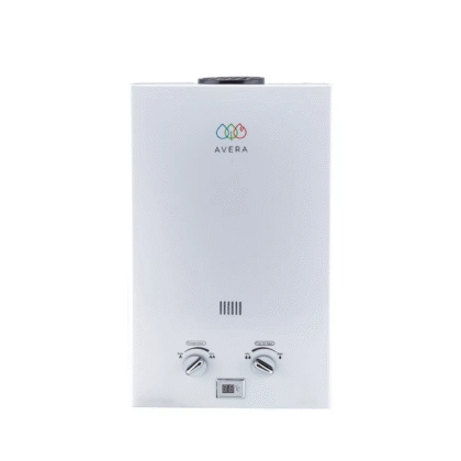 Calentador de agua de paso a gas LP avera 6 litros color blanco