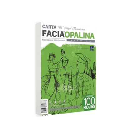 100 hojas para impresión de facia opalina color blanco tamaño carta