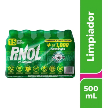 Caja con 15 piezas pinol limpiador multiusos original de 500 ML c/u