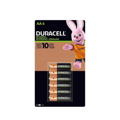 Paquete de 6 pilas baterías recargables duracell AA doble a