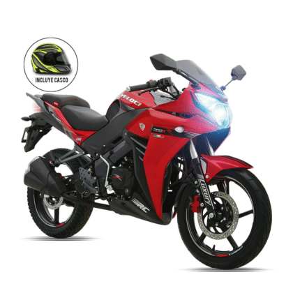 Motocicleta veloci scorpio racing team 300cc 2024 color rojo + casco
