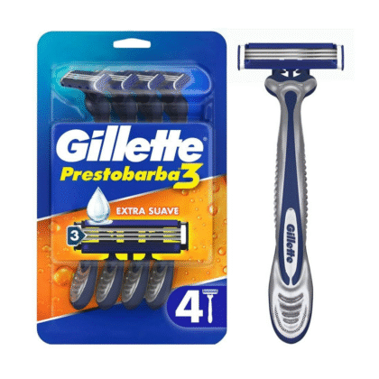 Rastrillo Gillette prestobarba 3 para hombre 3 hojas 4 piezas