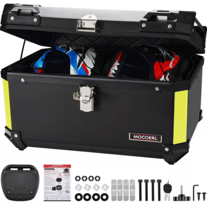 Caja de almacenamiento para motocicleta 65 L color negro capacidad para 2 cascos