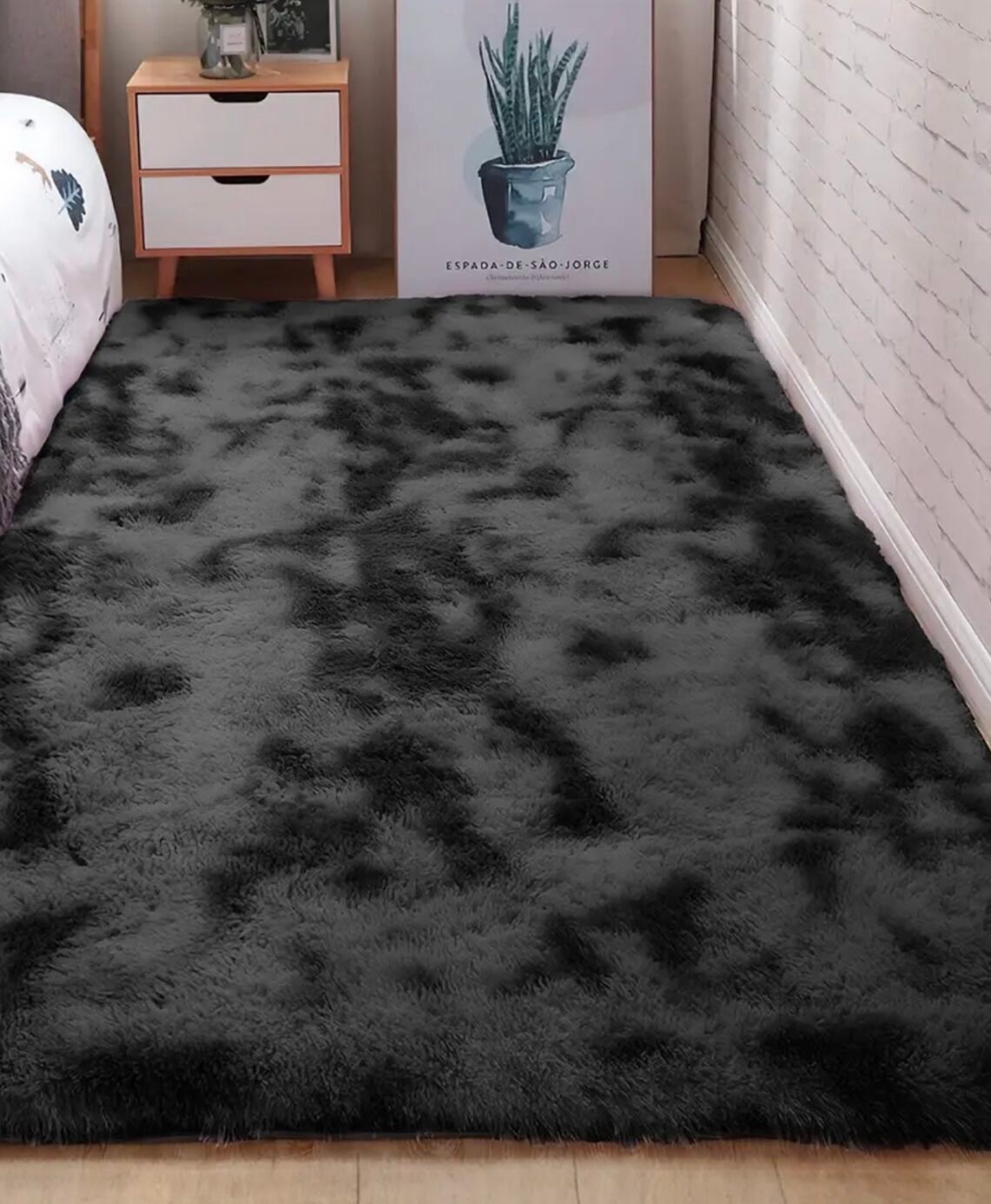 Alfombra negra suave sala decoración 1.60x1.20 mts