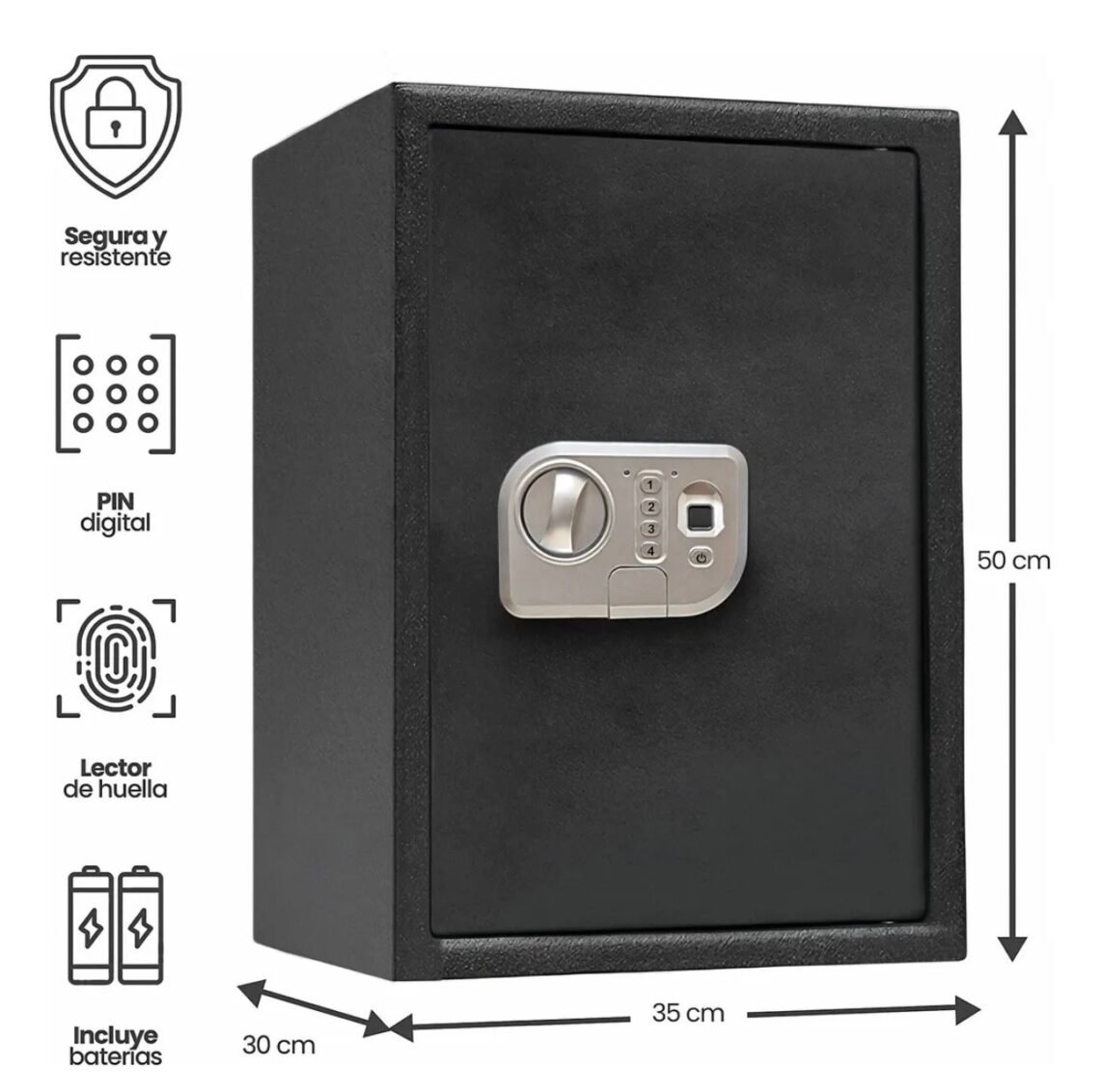 Caja Fuerte Grande De Alta Seguridad Huella, Código Y Llaves Negro